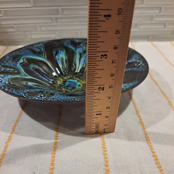 VIRGINIA PORTER Enamel on Copper 7.25" Mid-Century Modern Bowl. Beautiful - Picture 5 of 6